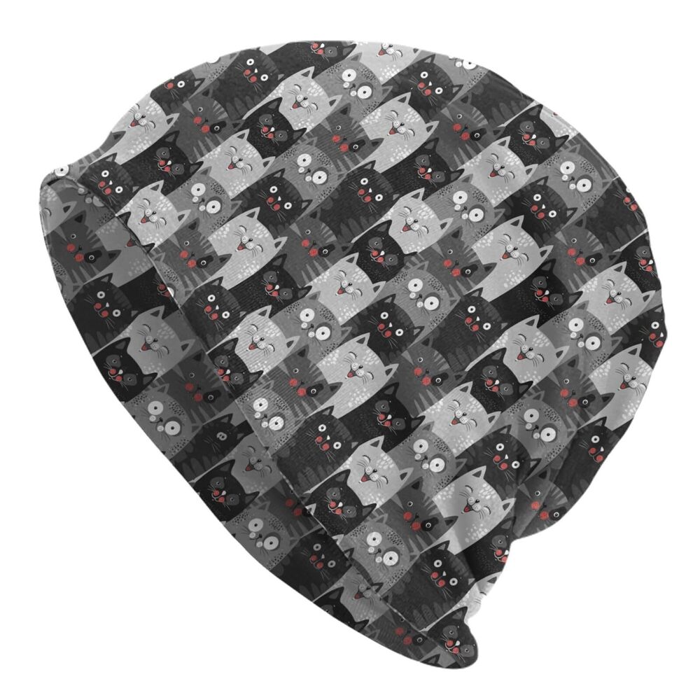 5639 Cute Grey Cats Funny Beanie hat Slouchy Beanie Skull Sleep Cap Soft